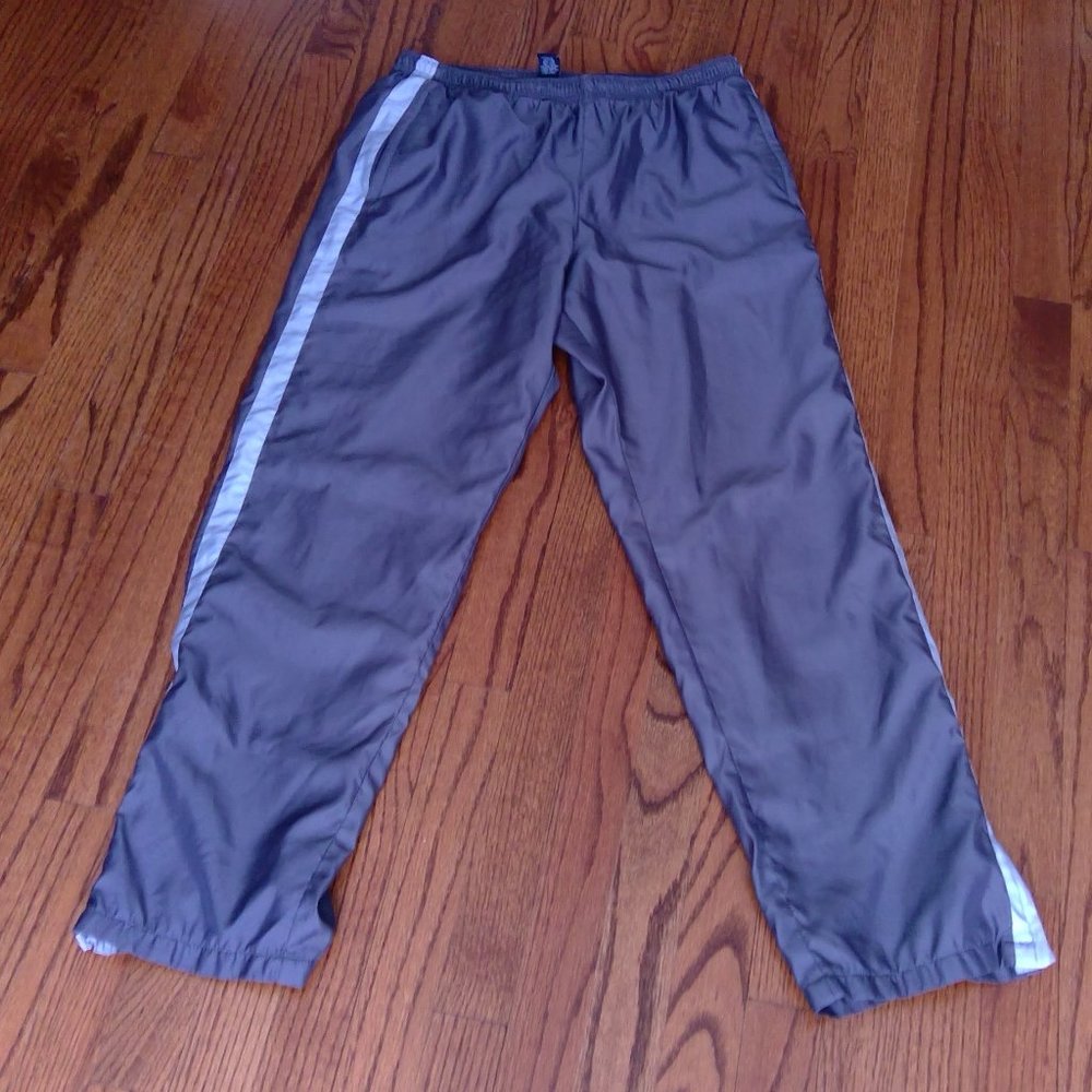 GAP Men's Medium Gray Athletic Elastic Waist Tie Pants Zip Close Pockets